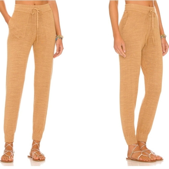 L*SPACE Azores Sweatpant Joggers in Toffee Linen Blend Size Medium - Picture 1 of 14